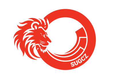 red logo on white background